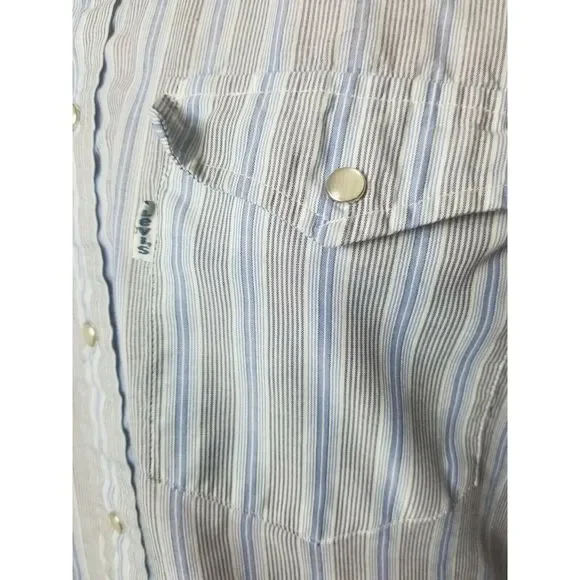 Levi's Vintage Cowboys Tailor Western Shirt Pearl Snap Single Stitch Striped 70s - Picture 8 of 8